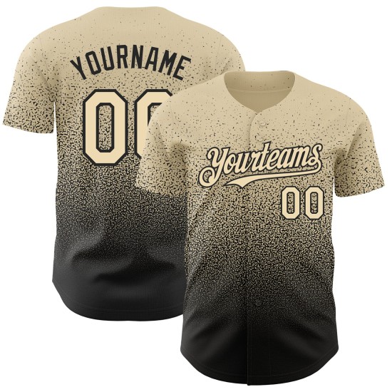 Maillot de baseball noir authentique, crème tendance, dégradé personnalisé Maillot de baseball noir authentique, crème tendance, dégradé personnalisé
