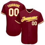 Maillot de baseball personnalisé authentique blanc-or cramoisi Maillot de baseball personnalisé authentique blanc-or cramoisi