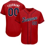 Maillot de baseball rouge personnalisé authentique bleu marine-blanc Maillot de baseball rouge personnalisé authentique bleu marine-blanc