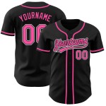 Maillot de baseball noir authentique personnalisé rose et blanc Maillot de baseball noir authentique personnalisé rose et blanc