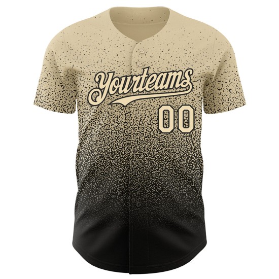 Maillot de baseball noir authentique, crème tendance, dégradé personnalisé Maillot de baseball noir authentique, crème tendance, dégradé personnalisé