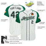 Manches Baseball Vert Vert Blanc Rayures Jersey Noir-Kelly Raglan Kelly Authentique Personnalisé Manches Baseball Vert Vert Blanc Rayures Jersey Noir-Kelly Raglan Kelly Authentique Personnalisé