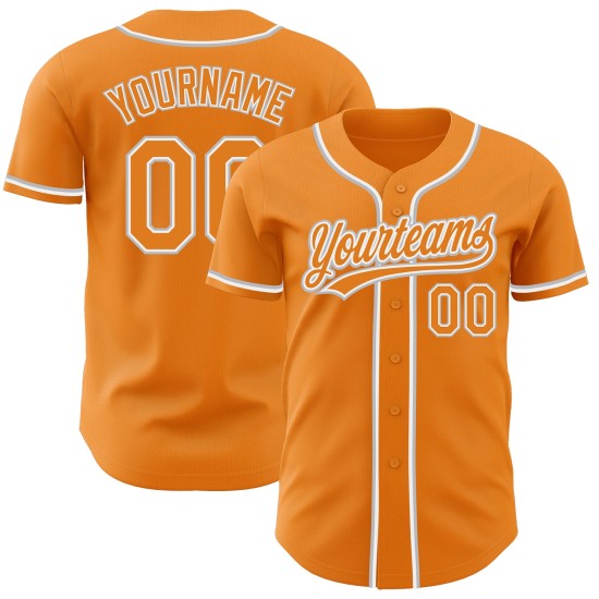 Maillot de baseball blanc-gris Bay Orange authentique personnalisé Maillot de baseball blanc-gris Bay Orange authentique personnalisé