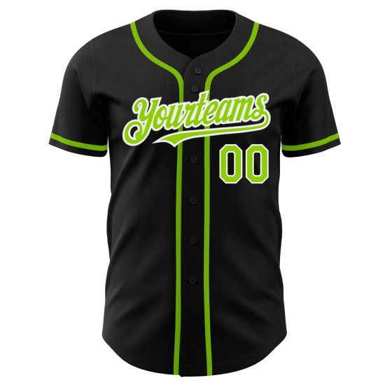 Maillot de baseball personnalisé vert-blanc noir fluo authentique Maillot de baseball personnalisé vert-blanc noir fluo authentique