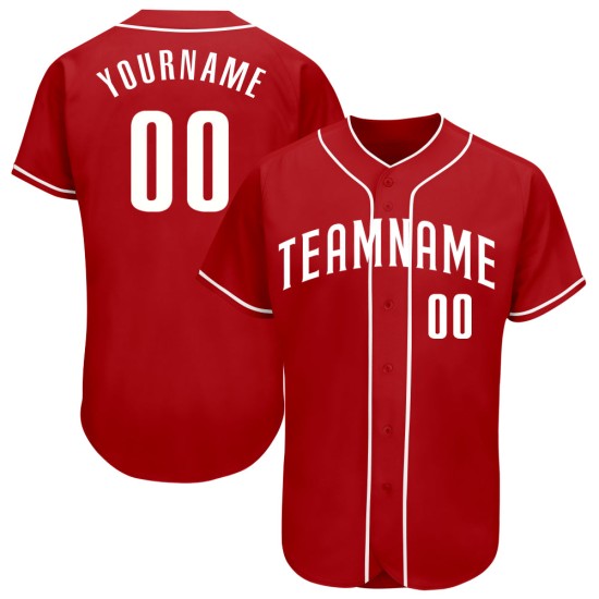 Maillot de baseball blanc authentique personnalisé rouge Maillot de baseball blanc authentique personnalisé rouge