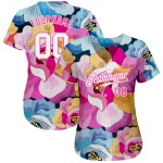 Maillot de baseball rose à motif 3D authentique et personnalisé avec fleurs blanches et roses Maillot de baseball rose à motif 3D authentique et personnalisé avec fleurs blanches et roses